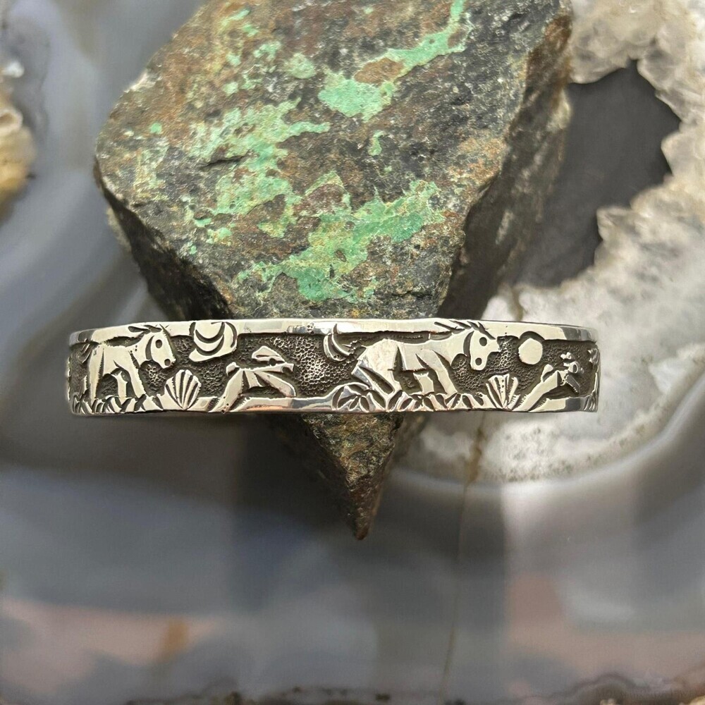 Lloyd Becenti Native American Sterling Horses in The Wild Storyteller Bracelet#1 - Picture 6 of 10